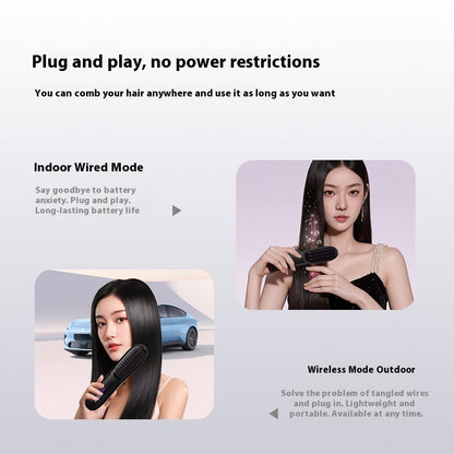 Pente elétrico para alisar o cabelo com ecrã LCD e carregamento