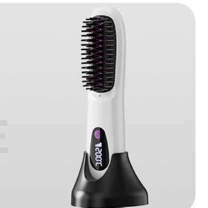 Pente elétrico para alisar o cabelo com ecrã LCD e carregamento